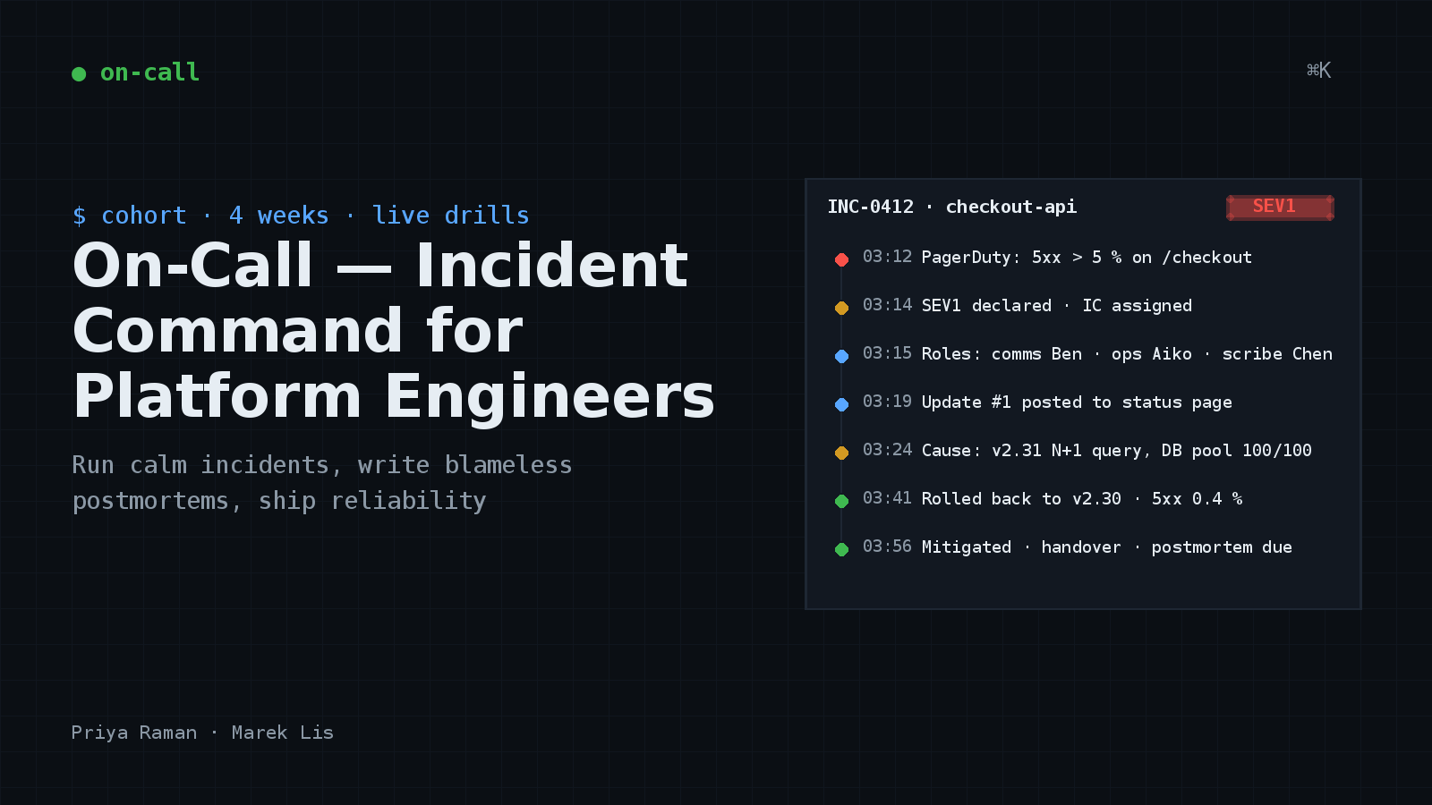 On-Call — Incident Command for Platform Engineers